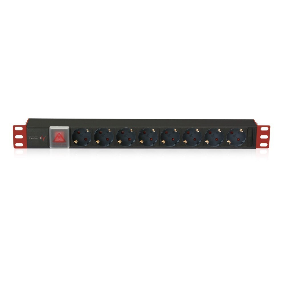 Techly I-CASE STRIP-81UD Power Distribution Unit (PDU) met 8 AC-stopcontacten, 1U, Zwart