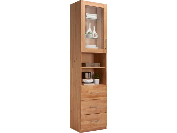 Linea Natura Regal, Erlefarben, Holz, Glas, Erle,Erle, vollmassiv, 2 Fächer, 3 Schublade(n) Schubladen, 50x212x43 cm, erweiterbar, Typenauswahl, Beimöbel erhältlich, stehend, Holzmöbel, Holzregale, Bücherregale Holz