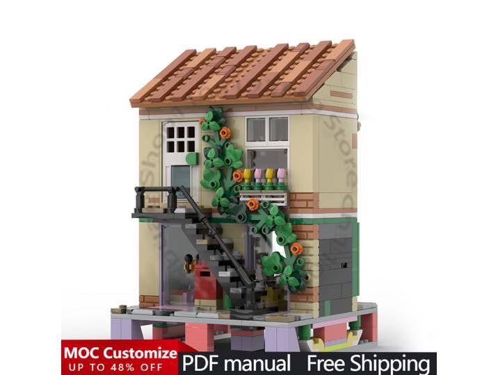 640 pièces de construction modulaire, magasin de musique MOC, construction modulaire personnalisée, blocs de construction créatifs, design populaire, jouet de bricolage, cadeau de Noël