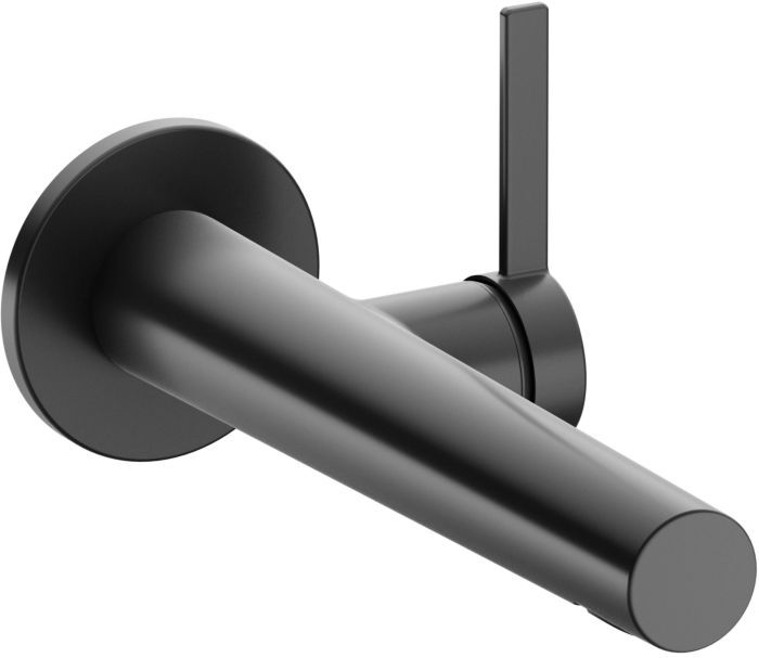 Keuco IXMO Waschtischarmatur 59516131101 Ausladung 219 mm, Schwarzchrom gebürstet, Wandmontage, runde Rosette