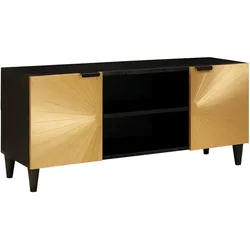 Helloshop26 - Schickes modernes niedriges TV-Möbel 105 x 33 x 46 cm mit Stauraum und Türen aus schwarzem Holzwerkstoff 02_0057756
