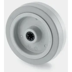 Einzelrad TENTE, Kunststoffscheibe, grauer Gummi, 160 mm, Rollenlager