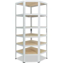 shelfplaza HOME 230x80x50 cm Eckregal in weiß mit 6 Böden und 145 kg Traglast pro Boden