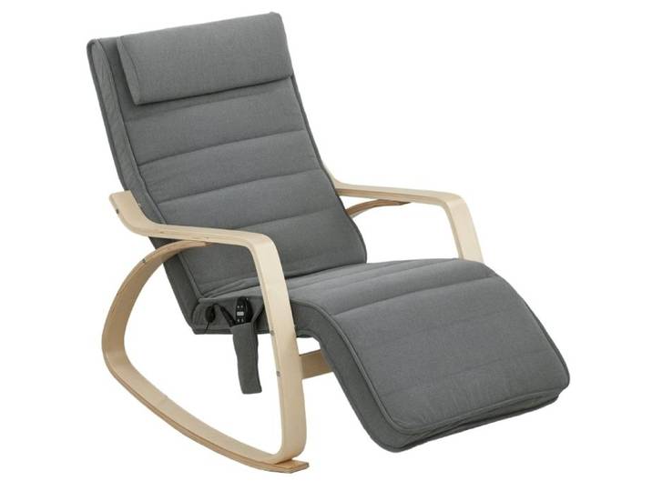 Zitty Fauteuil à Bascule Massant et Chauffant Fauteuil d'Allaitement avec Repose-Pieds 67x106x92cm Velours Gris