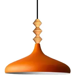 Bamyum Champion Holz Metall E27 Moderne Orange Pendellampe