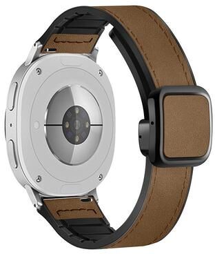 Everyday Crate Samsung Galaxy Watch8 Classic Magnetic Leather Silicone Watch Band Adjustable Replacement Strap crazy Horse Dark Brown