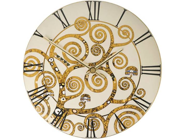 Wanduhr GOEBEL Gustav Klimt - Der Lebensbaum , gold (bunt), B:31cm H:31cm T:1cm, Wanduhren, Wanduhr, Mit aufwändiger Echtgoldauflage