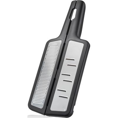 Multireibe GEFU "RAFINO", silber (silberfarben, schwarz), B:12cm L:29,5cm T:2cm, Edelstahl, Kunststoff, Küchenreiben, ideal für Parmesan, Gewürze oder Ingwer