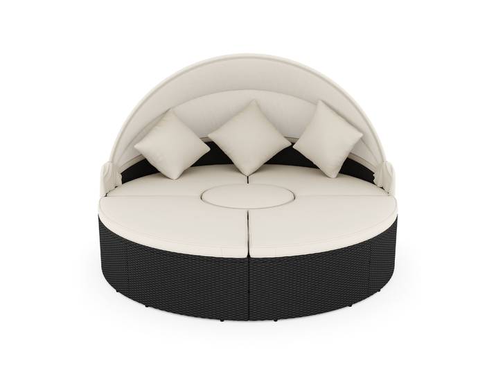 Rattan Sonneninsel CARPI schwarz/beige