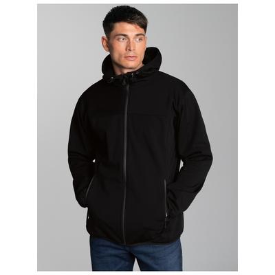 Softshelljacke TRIGEMA "TRIGEMA Klassische Softshell–Kapuzenjacke", Herren, Gr. XL, schwarz, Stoff, 88% Polyamid, 12% Elasthan, lang, Jacken Softshelljacke