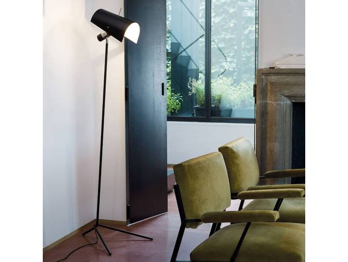 Nemo Designer Stehlampe Claritas, schwarz, für Wohn- / Esszimmer, Aluminium, Design, Stehlampe