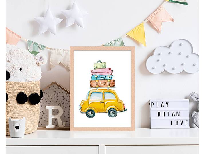 Tableau déco Yellow Car 33 x 43cm Multicolore