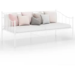 vidaXL Schlafsofa Bettgestell Weiß Metall 90x200 cm