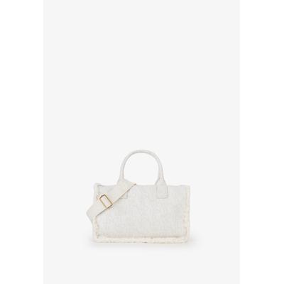 Shopper VALENTINO BAGS "SHYLA", Damen, Gr. B/H/T: 31cm x 22cm x 15cm, weiß (bianco), Baumwolle, Taschen Shopper, Damen Umhängetasche, Handtasche mit modischen Fransen