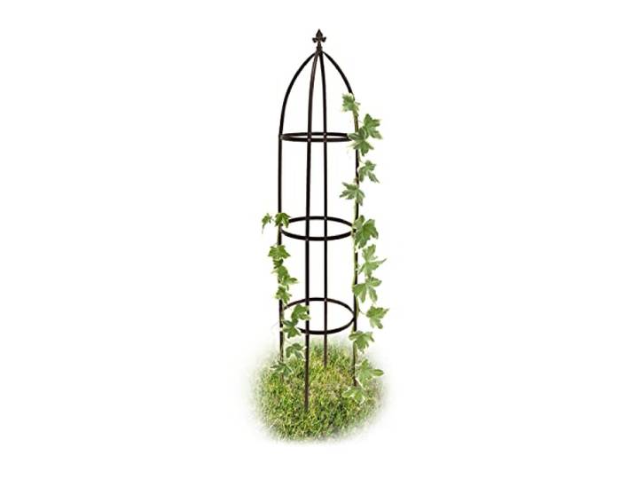 relaxdays Arceau Arche rosiers pergola Obélisque de Jardin Support tuteur métal Colonne pour Plantes grimpantes 190 cm\, Marron
