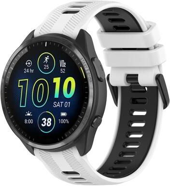 Everyday Crate Garmin Forerunner 965 Silicone Watch Band Two Color Replacement Strap For Garmin Smartwatches white+black