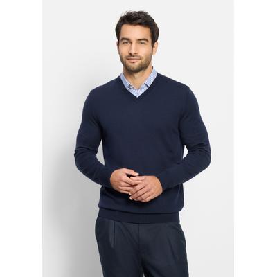 Strickpullover OLYMP "OLYMP Casual Strick, Pullover", Herren, Gr. XXL, blau (marine), 100% Schurwolle, Pullover Strickpullover