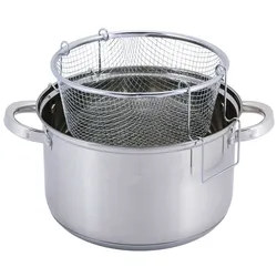 Frittiertopf 6,5L Friteuse Frites Frittierpfanne Fritöse EDELSTAHL Pommestopf Fritteuse Pommes