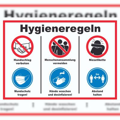 HB-Druck Hygieneregeln Symbol und Text Schild A2 (420x594mm)