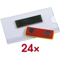 EUROPEL Namensschild magnetisch 75,0/40,0 mm 24 Stück transparent