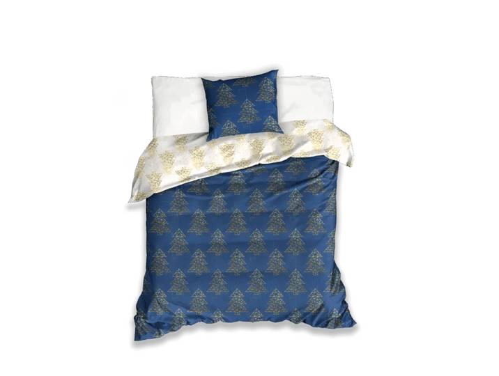 Carbotex Kerst Dekbedovertrek kerstbomen blauw