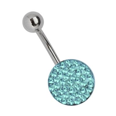 Bauchnabelpiercing ADELIA´S "Piercing Bauchnabelpiercing", blau (hellblau), Piercings, Damen, onesize, Chirurgiestahl, 11 mm Multi-Strass-Platte
