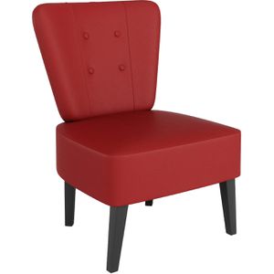 meet-powered-by-PAPERFLOW Loungesessel BRIGHTON, FTBRISC.01.18, rot, mit Vierfußgestell aus Holz und Kunstlederbezug