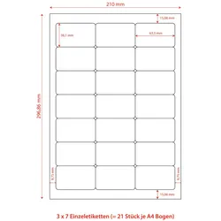 VEPATIM 2100x Etiketten Labels selbstklebend weiß 63.5 x 38.1mm auf DIN A4
