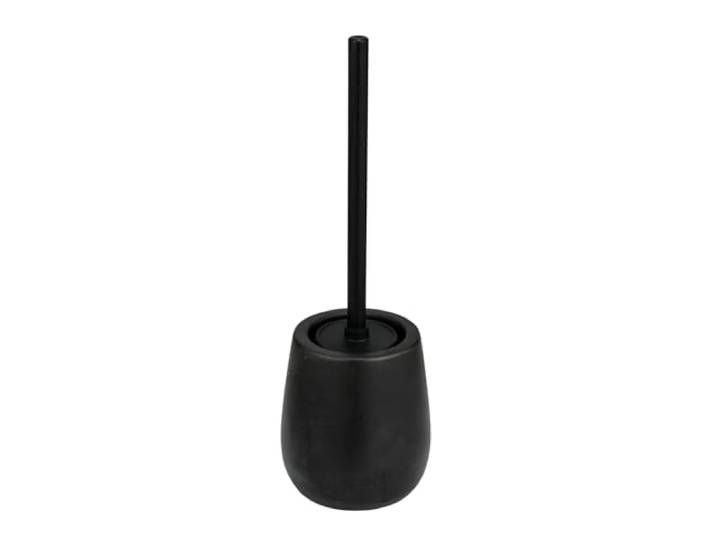 WENKO WC-garnituur Nerno zwart, gesloten staande toiletborstelhouder van keramiek en roestvrij staal, 10,5 x 39,5 x 10,5 cm, zwart