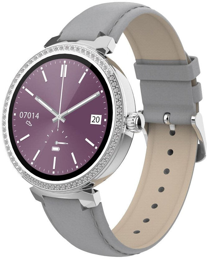 Denver SWC-342 Bluetooth Smartwatch m. Sundheds- og Fitnesstracker - Kunstlæder Rem - Sølv