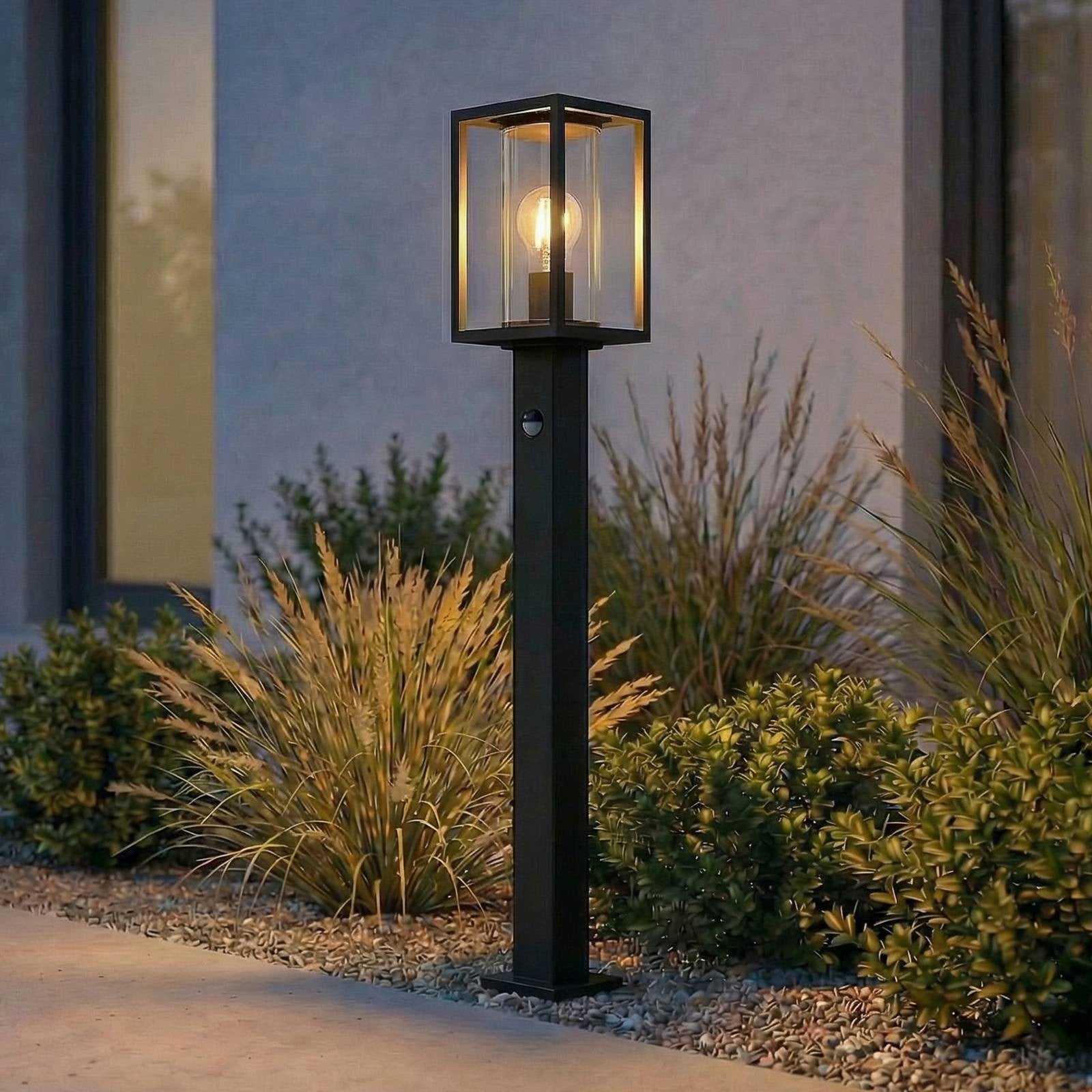 Lucande Ferda Moderne Tuinpadverlichting met Bewegingssensor, Zwart, Aluminium, Hoogte: 100 cm