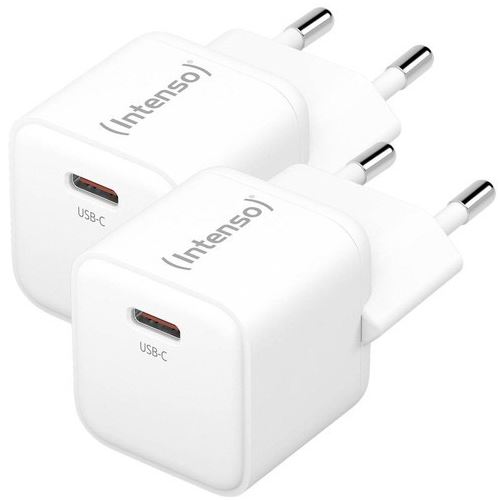 Intenso Power Adapter W30C GaN Doppelpack 2x je 1x USB-C GaN 30 Watt weiß