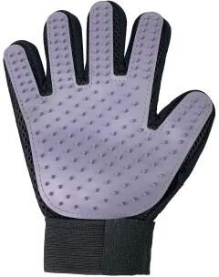 Inspire Select Pet Grooming Gloves Cat & Dog Hair Remover Brush Gloves For Deshedding And Massage gray Right