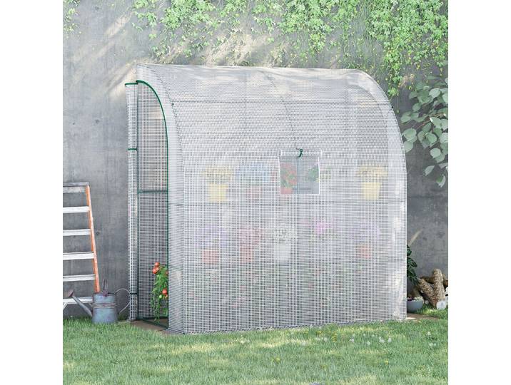 Outsunny Serre Murale 2x1x2,15m Acier PE Blanc