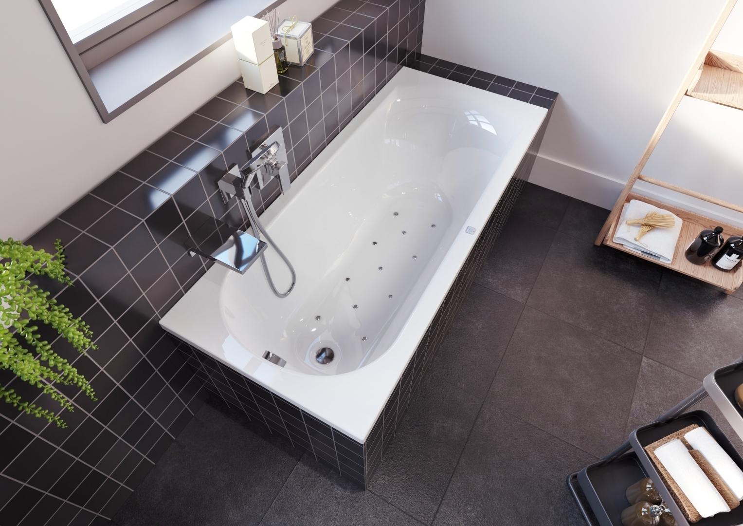 RIHO Miami Rechteck-Badewanne, Version rechts, mit Air-System, Einbau, 1-Sitzer, weiß glänzend, B060003005