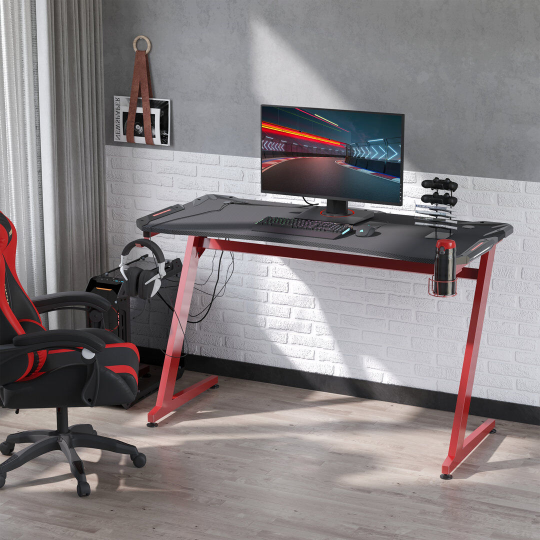 Inbox Zero Klara Desk Red 96cm H x 142cm W x 66cm D