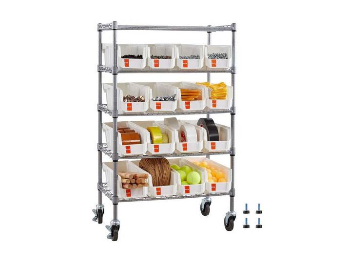 LuxusKollektion Standregal Standregal 5 Ebenen mit 16 Boxen Rollbar, 1-tlg.