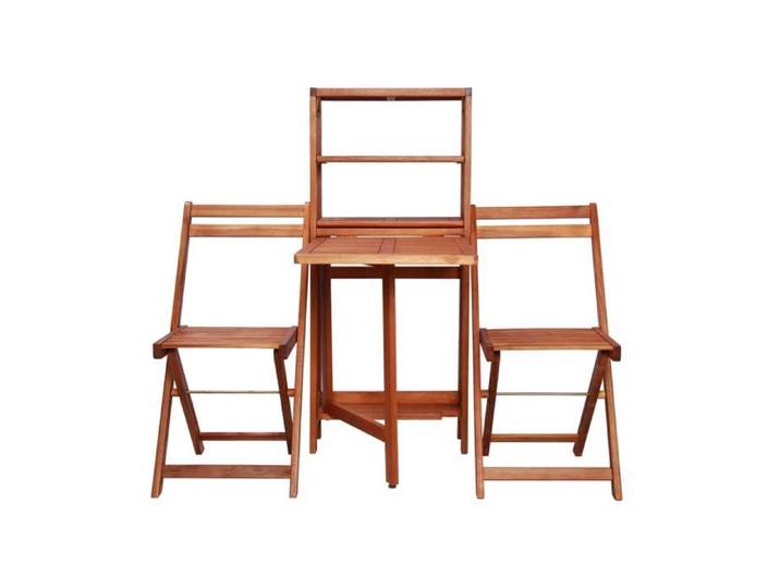 Bon plan  Mobilier de bistro pliable - 3 pcs - JILI HOT - Table + 2 chaises - - Bois d'acacia solide - Pour Jardin/terrasse