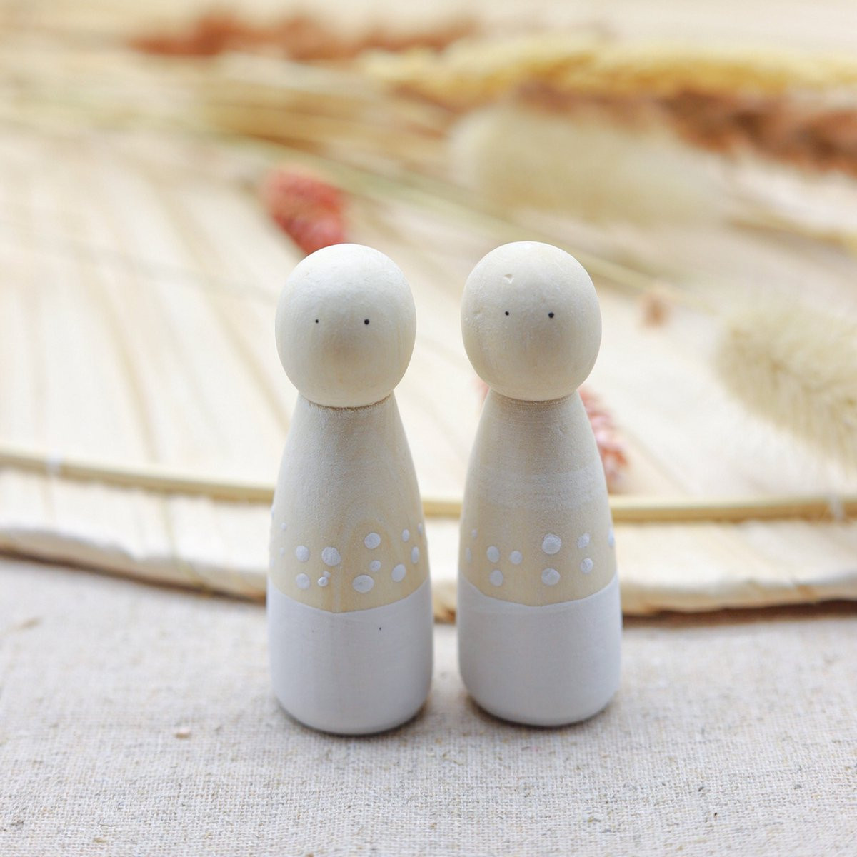 Houten Bruidspaar Pegdolls voor Homohuwelijk - Bruid & Bruid - Wedding Decoratie