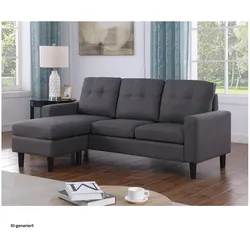 HTI-Living, Sofa + Bettsofa, Polstercouch mit variabler Ottomane Reva Grau (3-Sitzer)