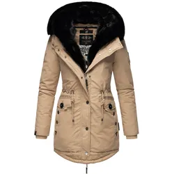NAVAHOO Damen Wintermantel Winterparka Gefüttert mit 2 Kunstpelz-Kapuzen Sweety Deluxe