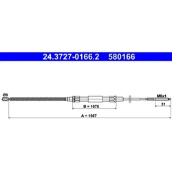 Seilzug Feststellbremse ATE 24.3727-0166.2 für VW Golf II Jetta
