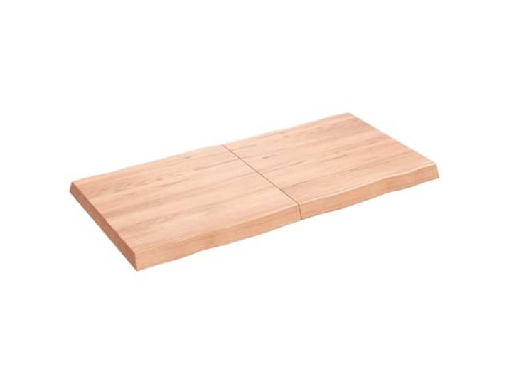 HGPOTUY Tischplatte 120x60 cm Massivholz Eiche Baumkante Behandelt Massive Eiche, mittelbraune Maserung, lackierte Oberfläche, klappbar mit Scharnieren, handgefertigt, lebendige Baumkante