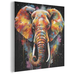 AKUSTIKBILD Elefant - Graffiti - Schwarz - Tiere - Farben Wandbilder 60x60 cm