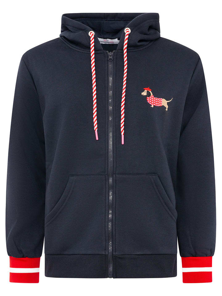 Zwillingsherz Sweatjacke "Très Bien" in Dunkelblau - M