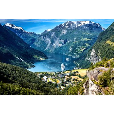 Fototapete PAPERMOON "Landschaft mit Bergen", bunt, B:3m L:2,23m, Vlies, Tapeten