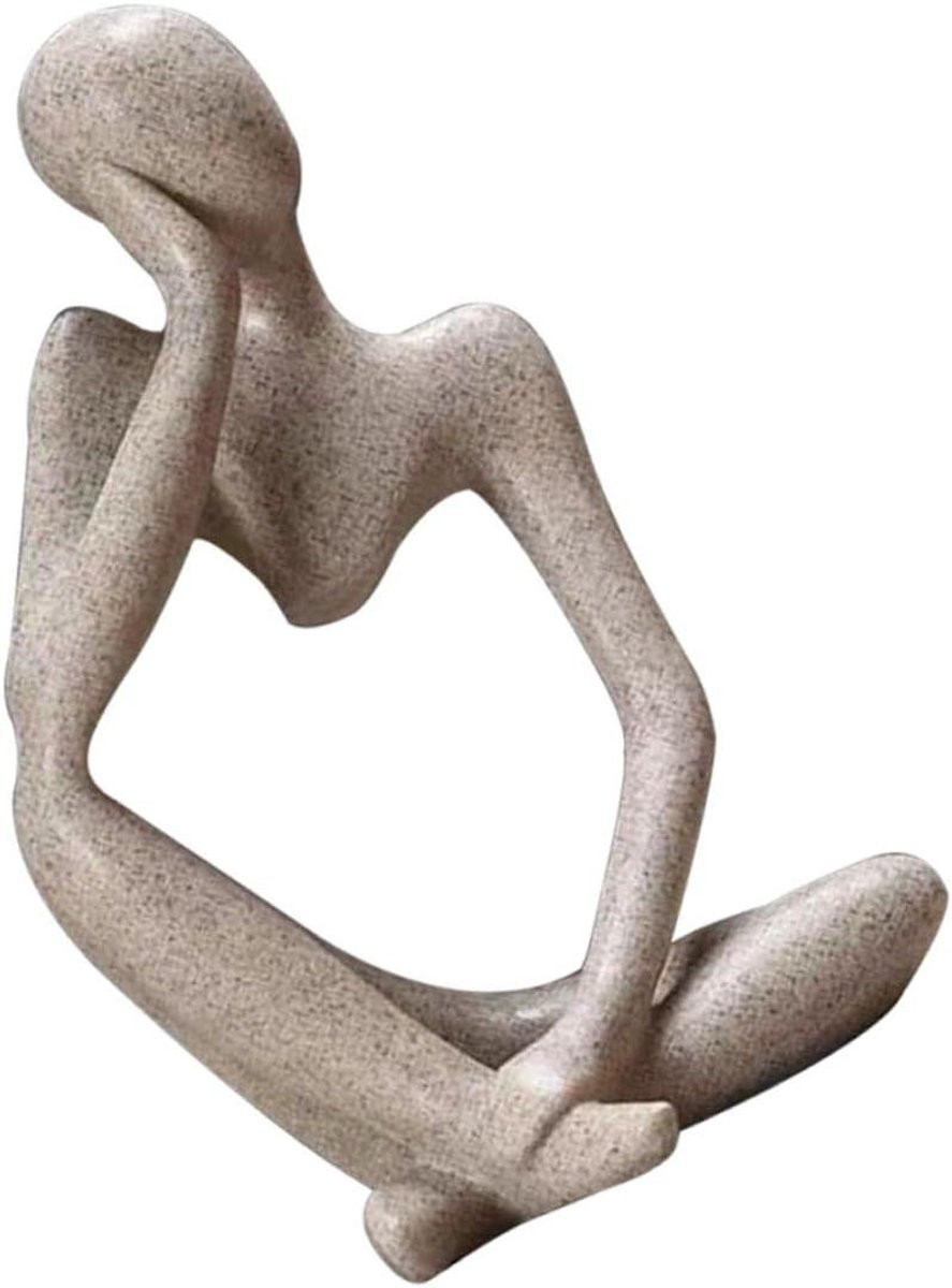 Abstract Figuur Ornament Denker Standbeeld Moderne Kunst Beige 12,5 x 5,5 cm