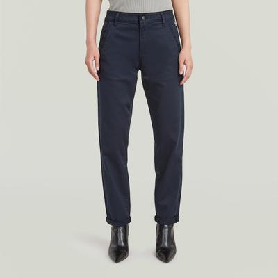 Chinohose G-STAR "Kate Chino Boyfriend", Damen, Gr. 29, Länge 32, blau (salute), Web, Obermaterial: 97% Baumwolle, 3% Elasthan, unifarben, bequem lang, Hosen Chinohose, mit Relaxed Fit an Hüfte und Oberschenkeln