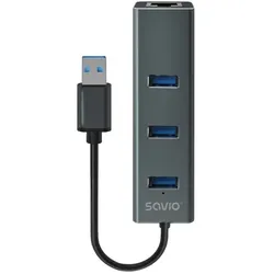 Neuer Savio Hub AK-58 3-Port USB-A 3.1 Gen 1 mit RJ-45-Adapter