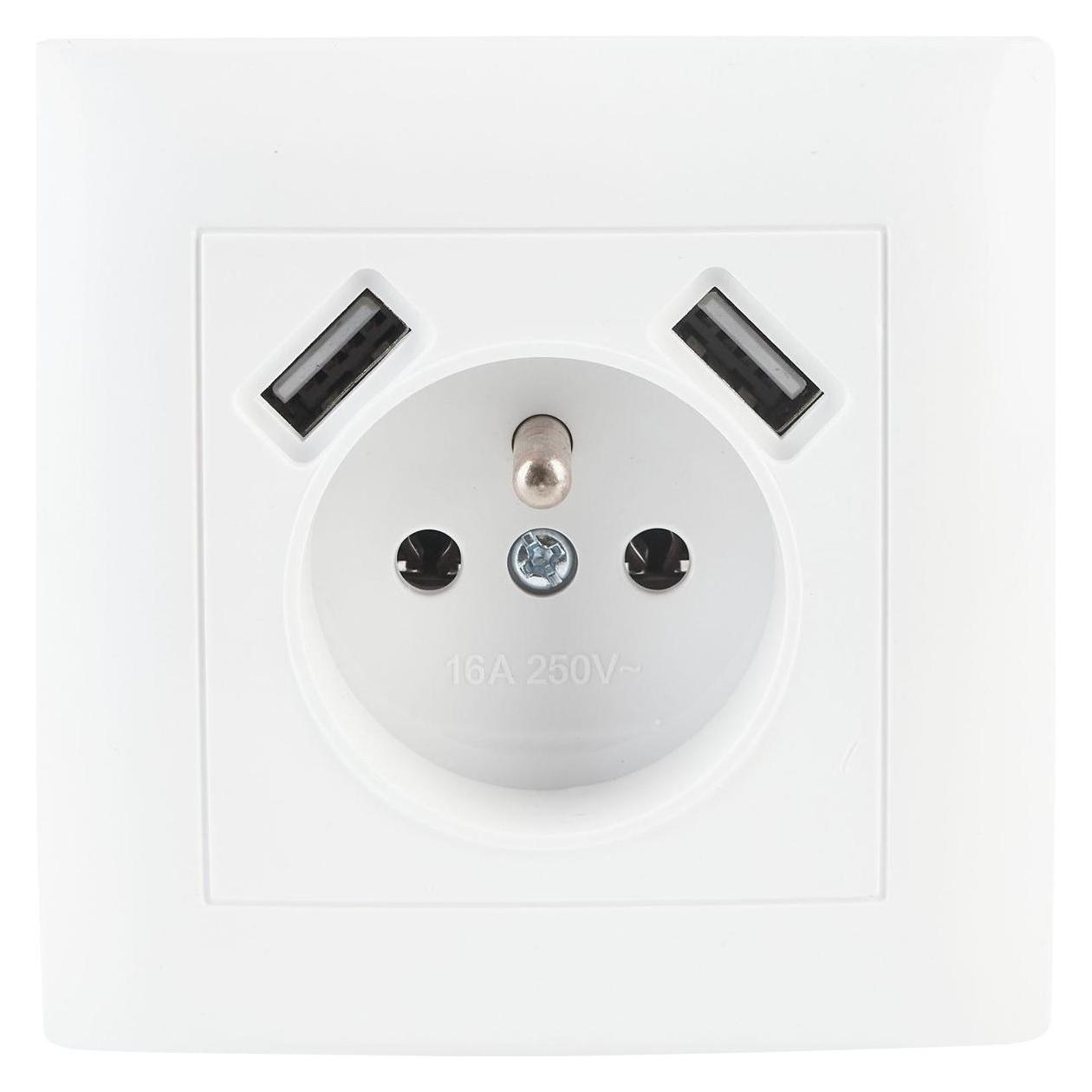 VCX Einzelsteckdose mit Erdung und USB-Anschluss WESA LC 13A Weiss (64863584)